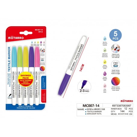 ΣΕΤ 5 ΜΑΡΚΑΔΟΡΟΙ - TEXTILE MARKER 2-3mm