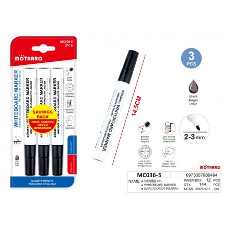 ΣΕΤ 3ΤΜΧ ΜΑΡΚΑΔΟΡΟΙ ΛΕΥΚΟΥ ΠΙΝΑΚΑ 3.0mm