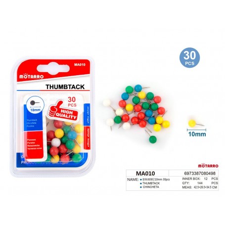 ΣΕΤ ΠΙΝΕΖΕΣ 30ΤΜΧ ΧΡΩΜΑΤΙΣΤΕΣ 10mm