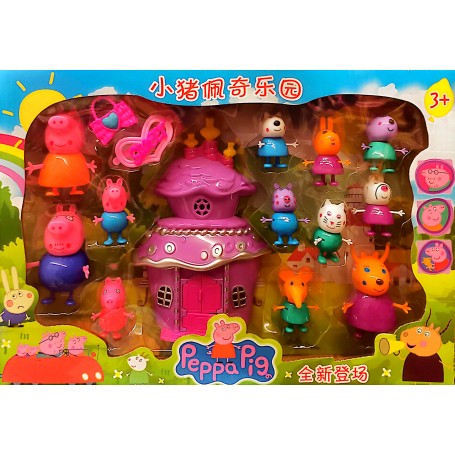 ΣΕΤ ΦΙΓΟΥΡΕΣ ΟΙΚΟΓΕΝΕΙΑ PEPPA + 8 ΦΙΛΟΙ + ΜΩΒ ΚΑΣΤΡΟ ΜΕ ΑΞΕΣΟΥΑΡ (ΟΕΜ)