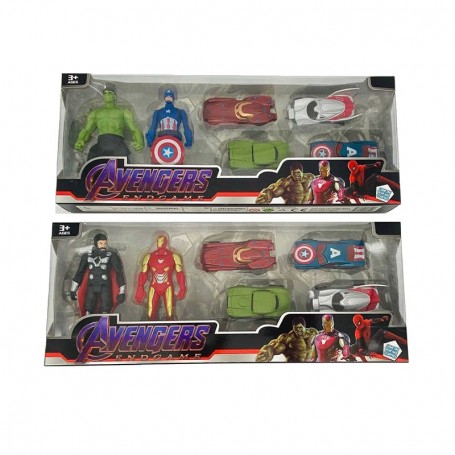 ΣΕΤ 2 ΦΙΓΟΥΡΕΣ AVENGERS + 4 SUPER CARS (OEM)