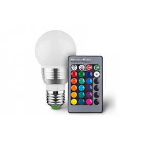 Βιδωτή LED λάμπα 3W  E27 με χειριστήριο που αλλάζει χρώματα