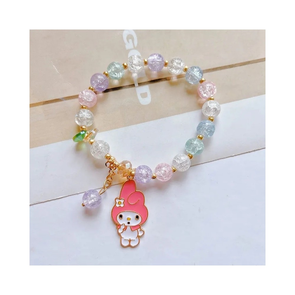 Lot De 4 Bracelets élastiques Sanrio - Hello Kitty, Cinnamoroll, Kuromi, My Melody - Perles Et Breloques Kawaii - Pour Filles, Amies, Sœurs - Cadeau Enfant - 10