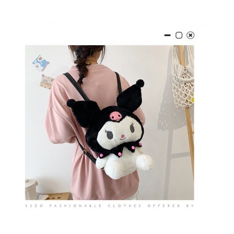 ΛΟΥΤΡΙΝΟ KUROMI ΚΑΙ ΤΣΑΝΤΑ ΠΛΑΤΗΣ BACKPACK- ΧΙΑΣΤΙ 3 ΣΕ 1 50CM (OEM)