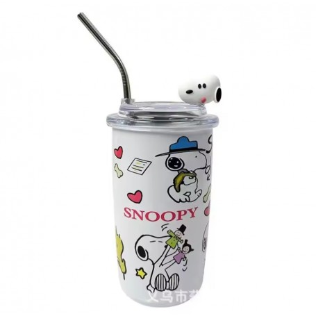 ΠΟΤΗΡΙ INOX SNOOPY ΜΕ ΚΑΛΑΜΑΚΙ ΚΑΙ ΦΙΓΟΥΡΑ (ΟΕΜ)