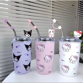 ΠΟΤΗΡΙ INOX HELLO KITTY ΜΕ ΚΑΛΑΜΑΚΙ ΚΑΙ ΦΙΓΟΥΡΑ (ΟΕΜ)