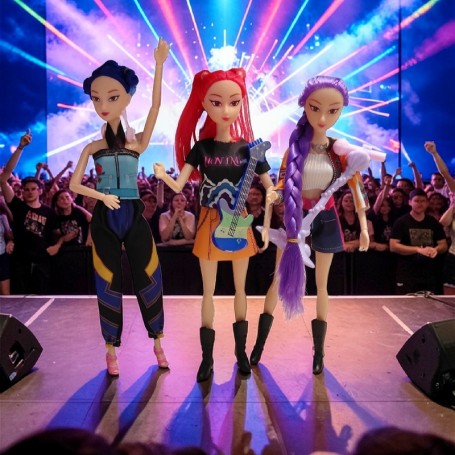 ΚΟΥΚΛΕΣ KPOP DEMON HUNTERS ΣΕΤ 3 ΤΕΜΑΧΙΩΝ ΜΕ ΜΟΥΣΙΚΗ