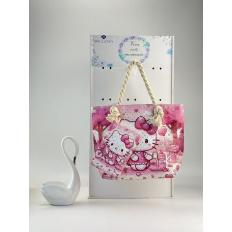 ΤΣΑΝΤΑ ΘΑΛΑΣΣΗΣ + ΠΟΡΤΟΦΟΛΑΚΙ HELLO KITTY (OEM)