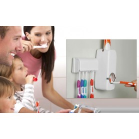 Θήκη τοίχου για 5 οδοντόβουρτσες και αυτόματη βάση για οδοντόκρεμα