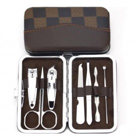 Σετ 6 εργαλεία μανικιούρ και τσιμπιδάκι φρυδιών σε θήκη