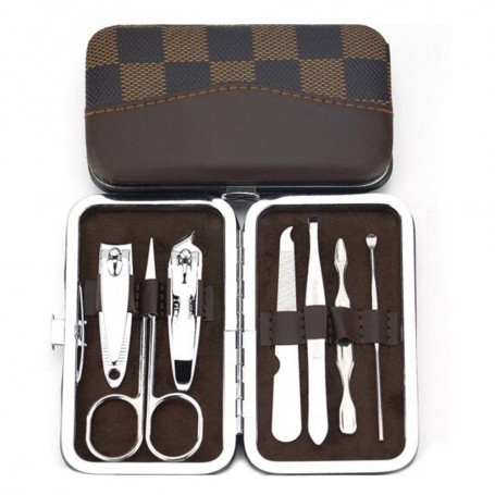 Σετ 6 εργαλεία μανικιούρ και τσιμπιδάκι φρυδιών σε θήκη