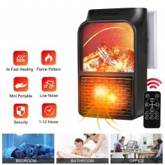 Mini Αερόθερμο – Σόμπα Πρίζας Με Διακοσμητικό Τζάκι 3D Εφέ Φλόγας Με Τηλεχειριστήριο Flame Heater